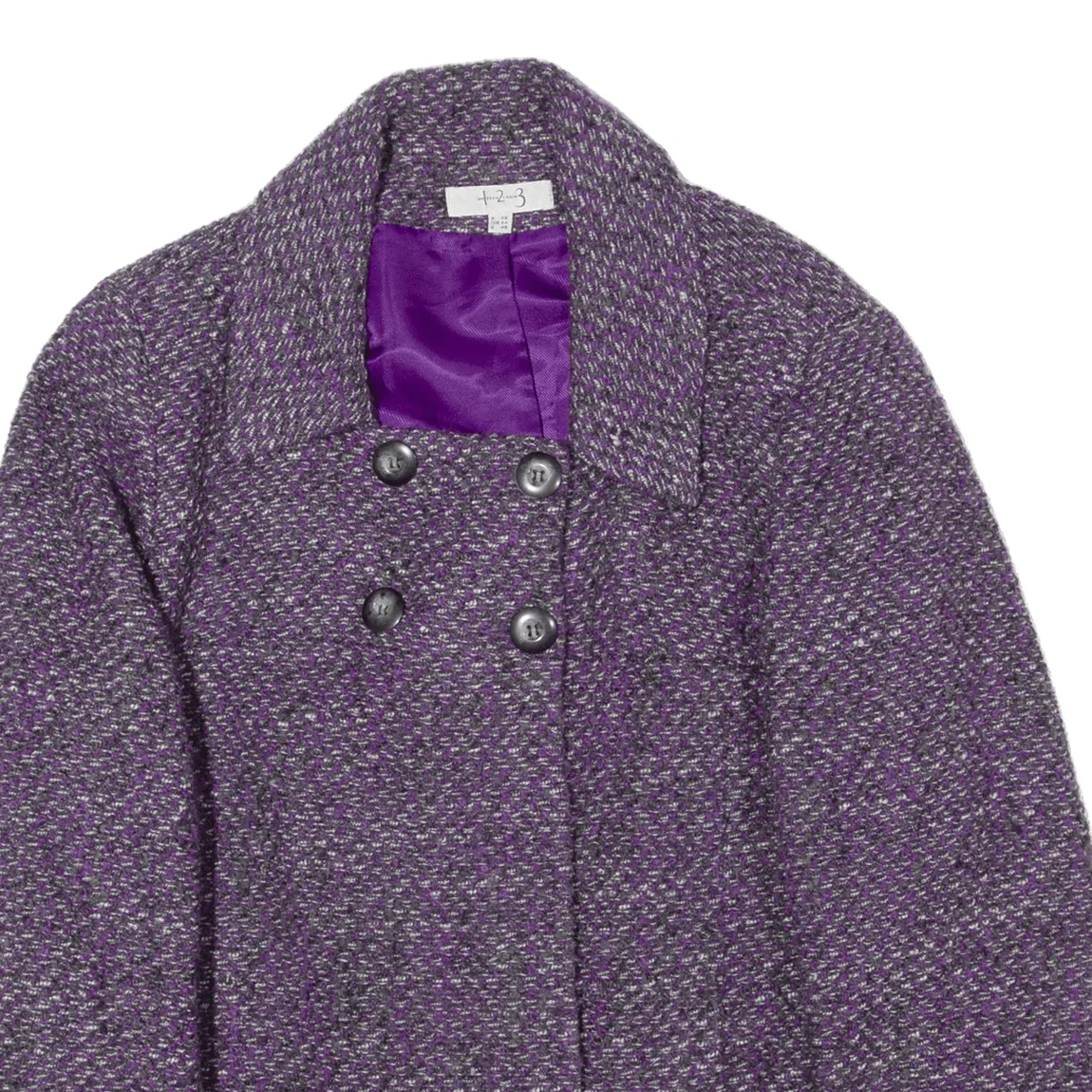 123 PARIS Overcoat Jacket Purple Wool Womens L