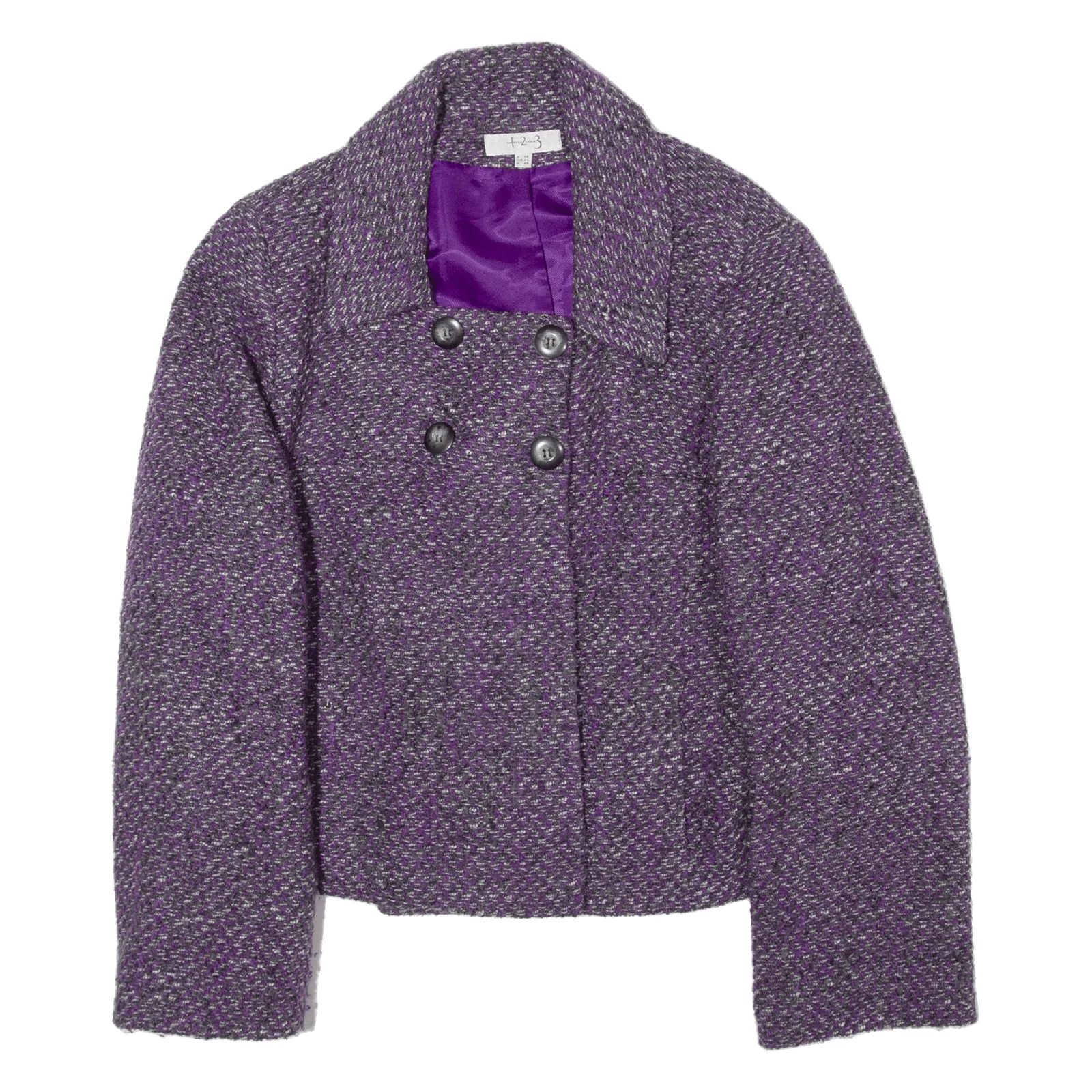 123 PARIS Overcoat Jacket Purple Wool Womens L