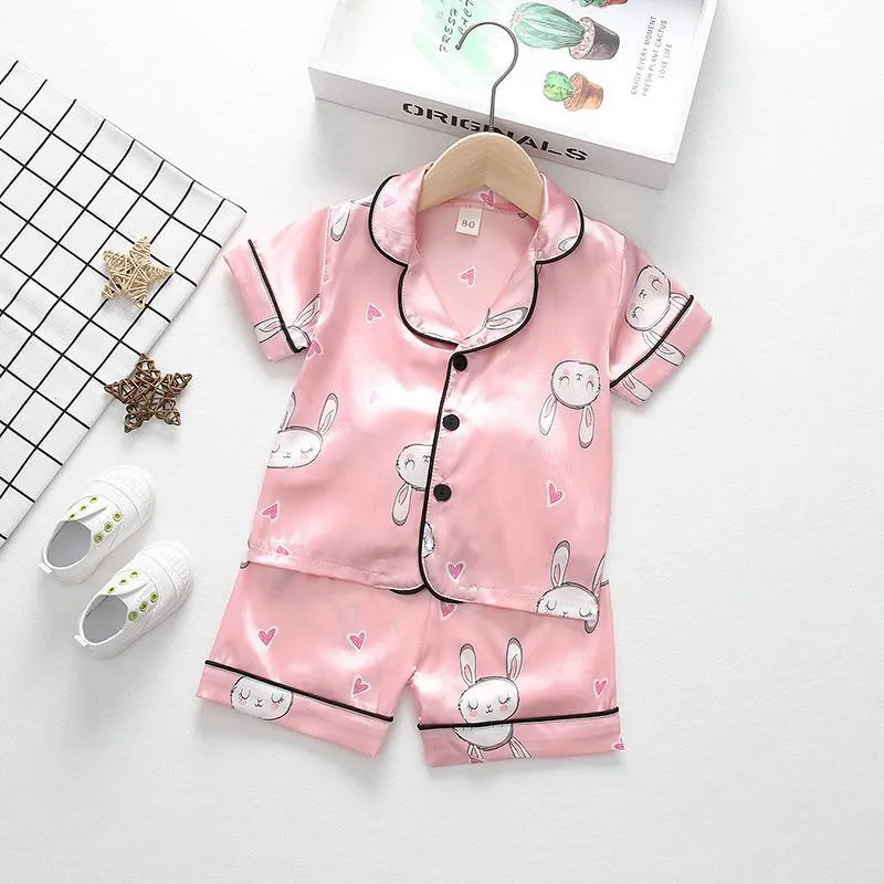 2-piece Animal Pattern Pajamas for Toddler Girl Children's clothing wholesale