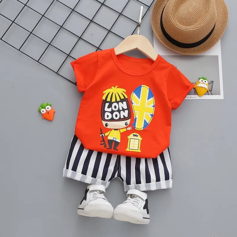 2-piece Cartoon Design T-shirt & Shorts for Children Boy