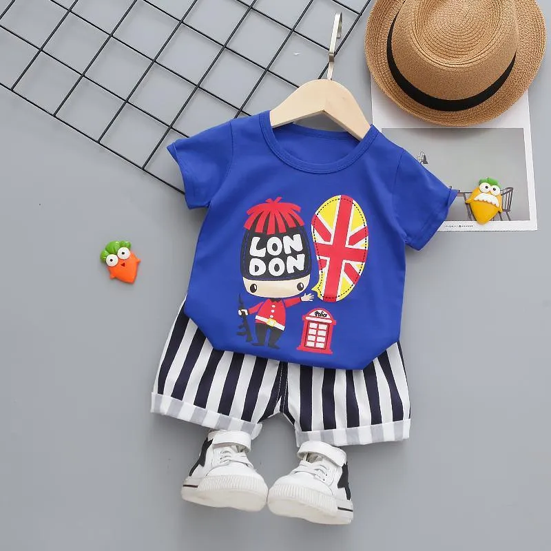 2-piece Cartoon Design T-shirt & Shorts for Children Boy