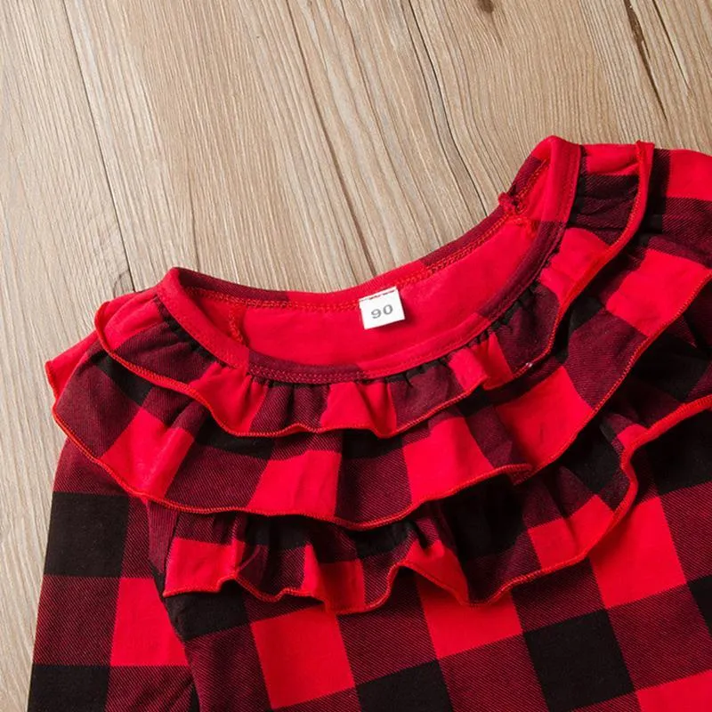 3-piece Plaid Pattern clothes & Short skirt & Headband for Children  Girl