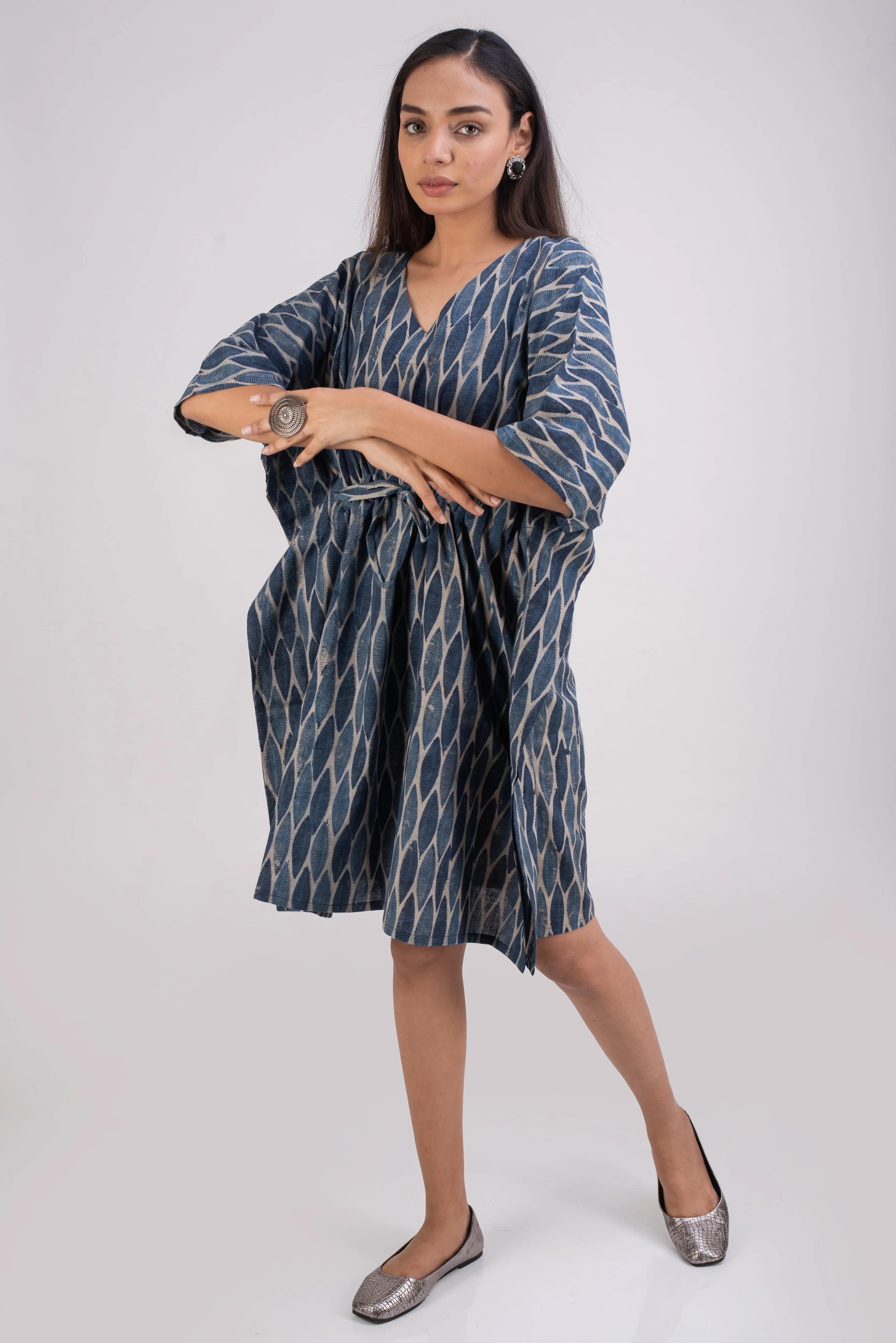 510-108  Whitelotus "Sony" kaftan knee length Women's Dress