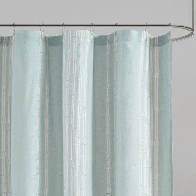 72"x72" Kara Cotton Jacquard Shower Curtain Aqua - Ink Ivy