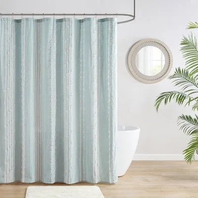 72"x72" Kara Cotton Jacquard Shower Curtain Aqua - Ink Ivy