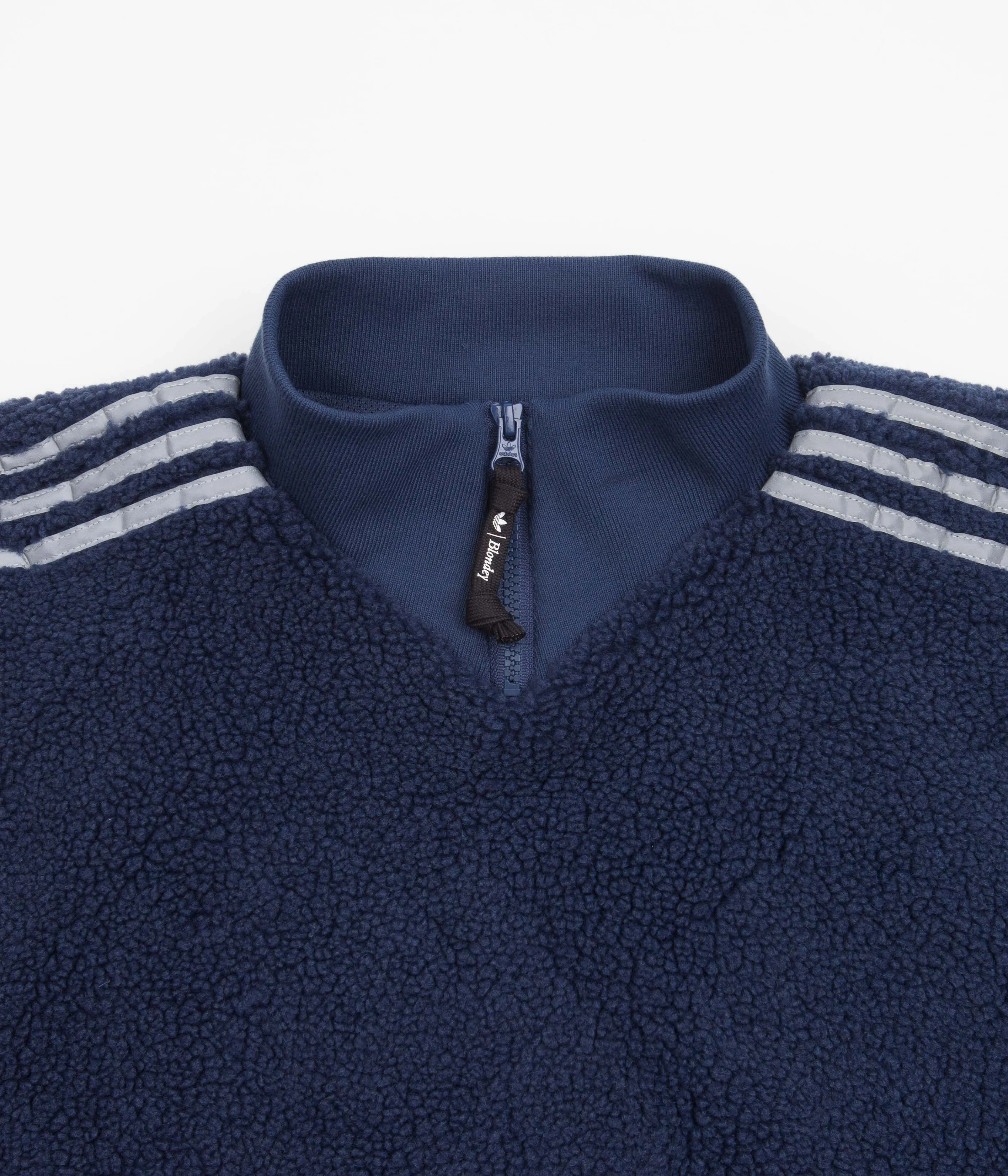 Adidas Blondey Sherpa Pullover Jacket - Mineral Blue / Reflective Silver