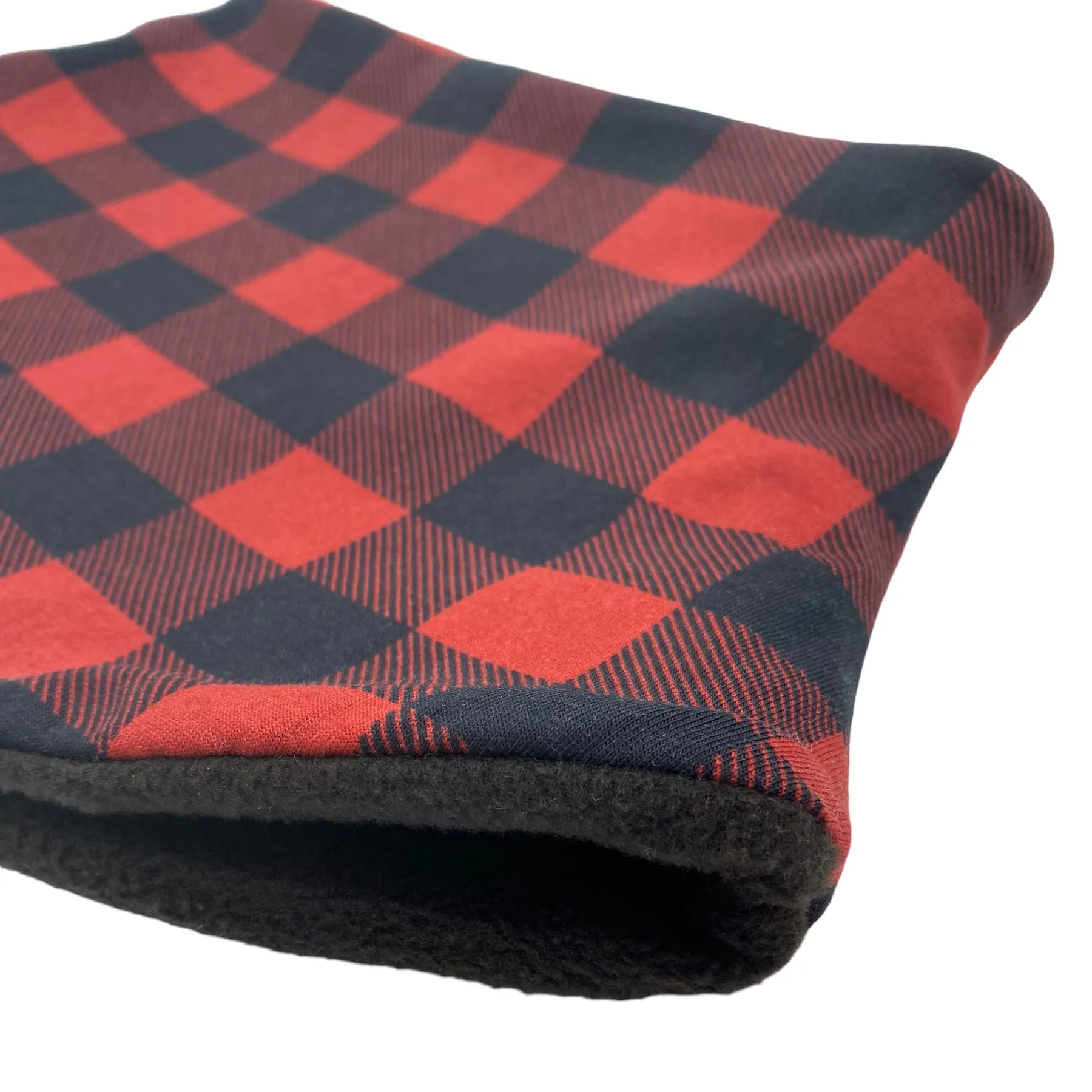 Adult Handmade Neck Warmer Plaid Red Black