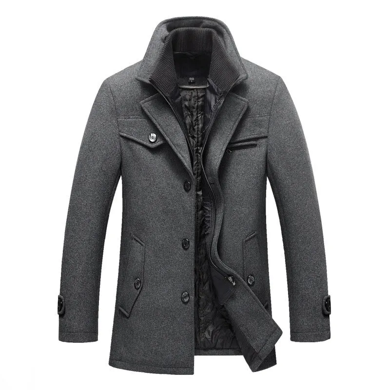 Advbridge New Winter Wool Coat Slim Fit Jackets Mens Casual Warm Outerwear Jacket and coat Men Pea Coat Size M-4XL DROP SHIPPING