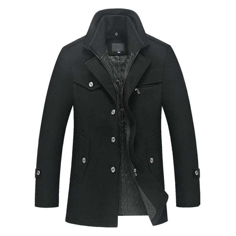 Advbridge New Winter Wool Coat Slim Fit Jackets Mens Casual Warm Outerwear Jacket and coat Men Pea Coat Size M-4XL DROP SHIPPING