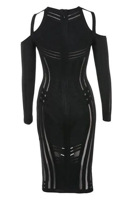 Amelia Long Sleeve Bandage Dress - Classic Black