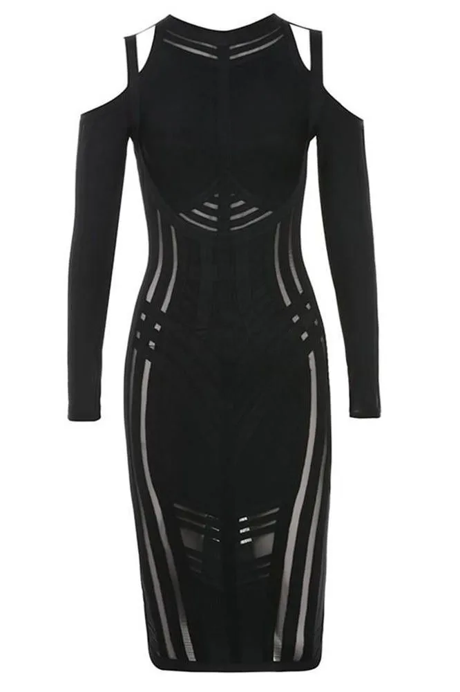 Amelia Long Sleeve Bandage Dress - Classic Black