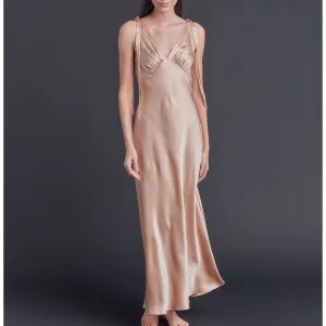 Ava Silk Charmeuse Slip Dress in Blush