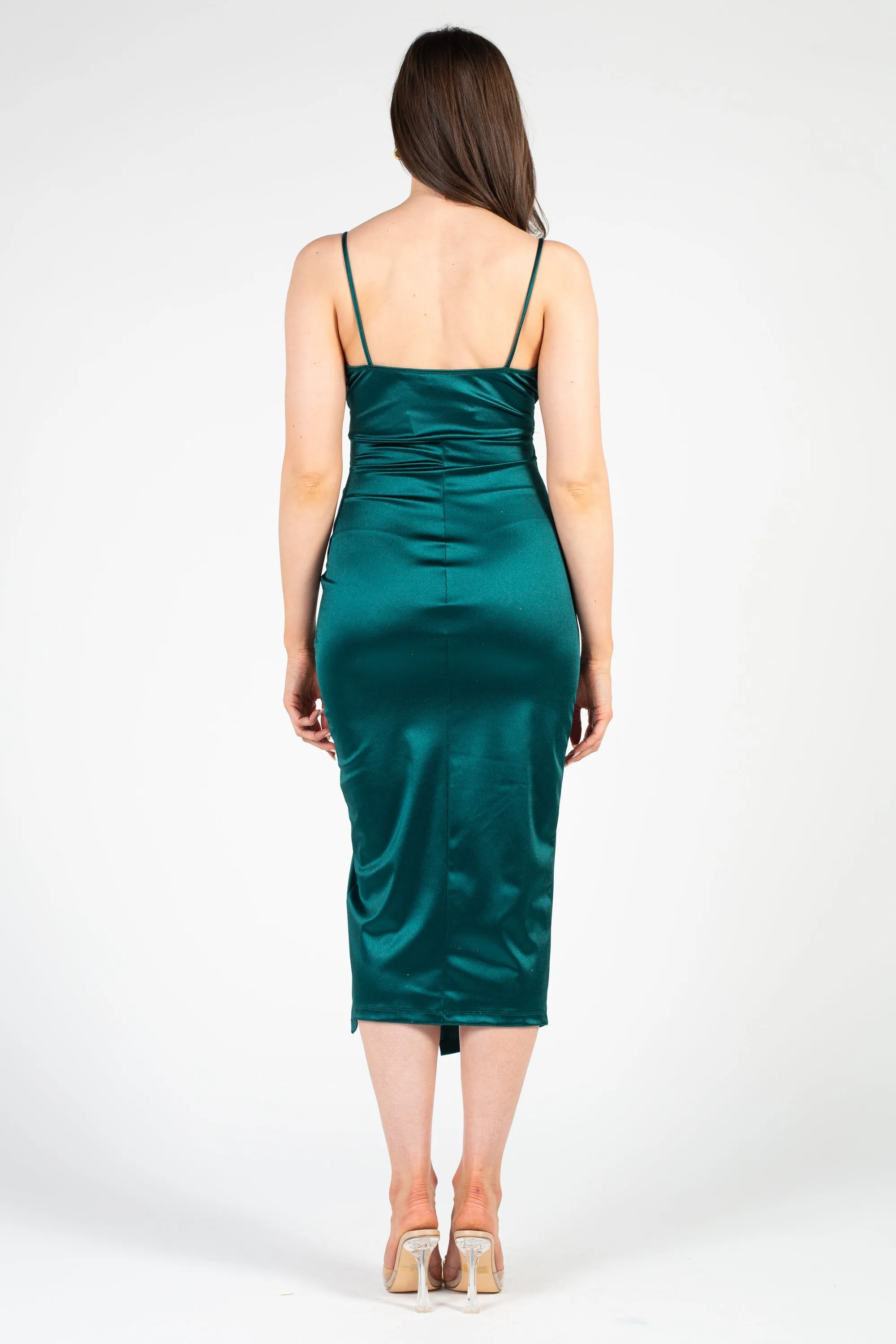 Aveline Tulip Bottom Satin Midi Dress