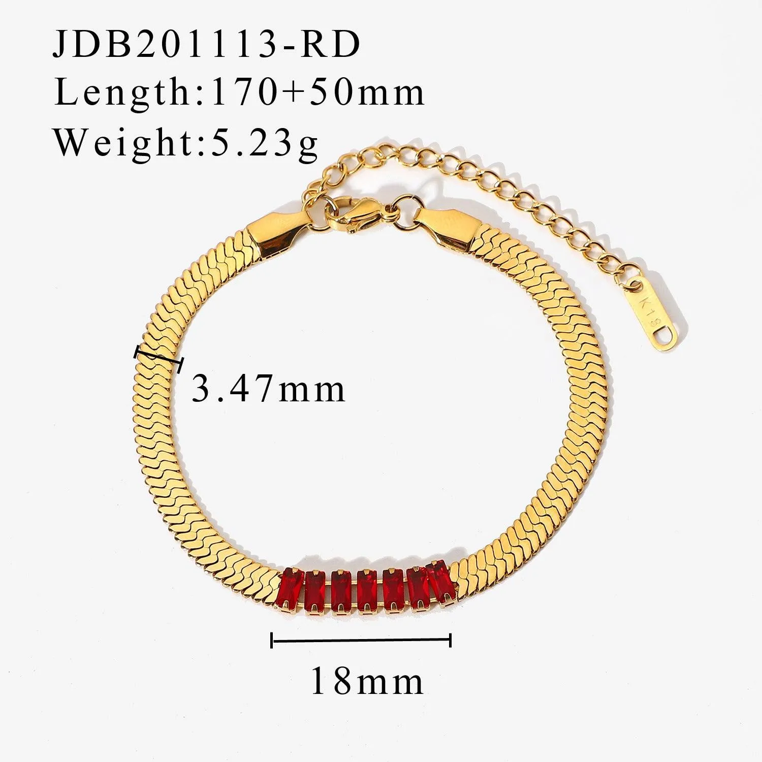 B14.Rectangular Zircon Blade Bracelet