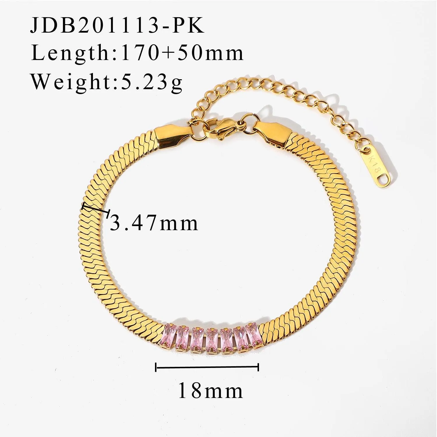 B14.Rectangular Zircon Blade Bracelet