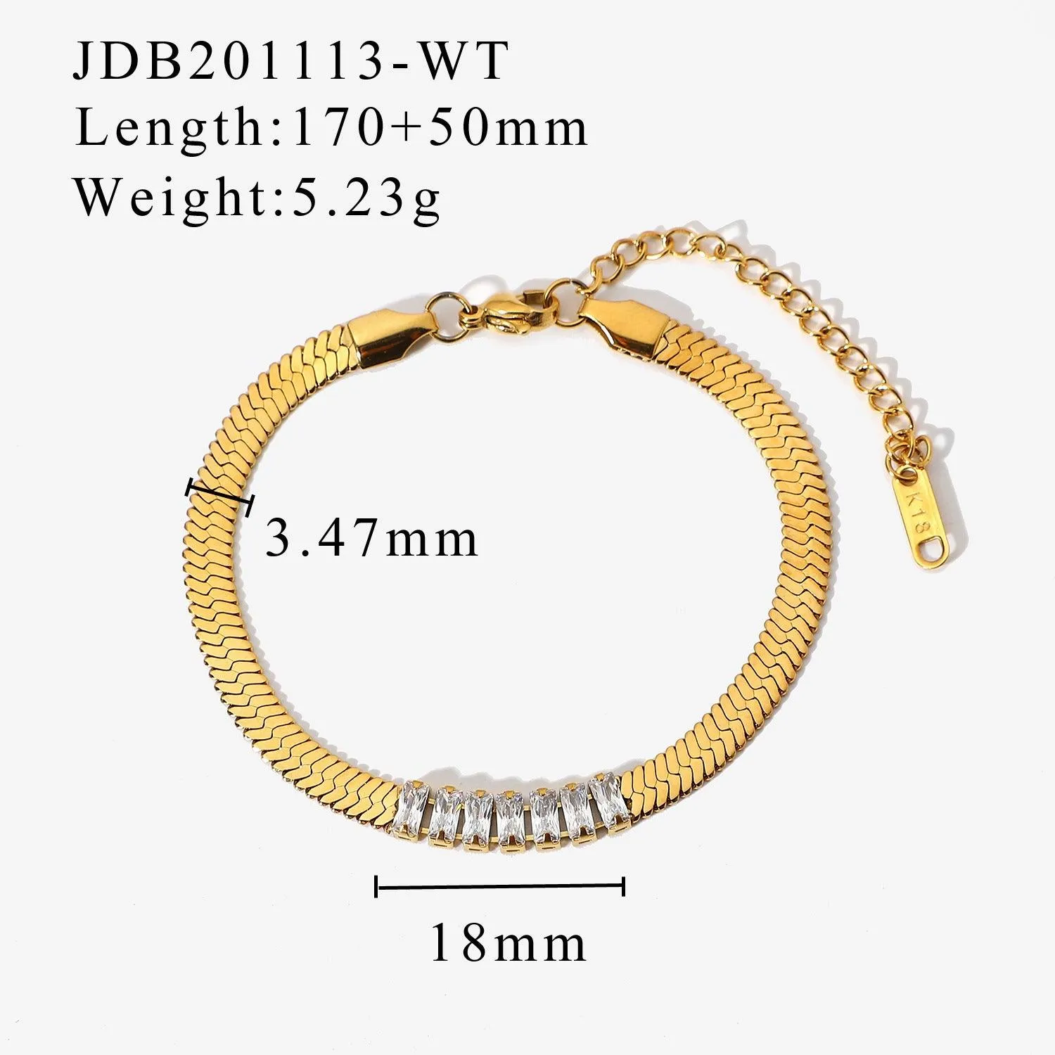 B14.Rectangular Zircon Blade Bracelet