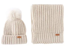 Barbour Saltburn Beanie & Scarf Gift Set Pearl