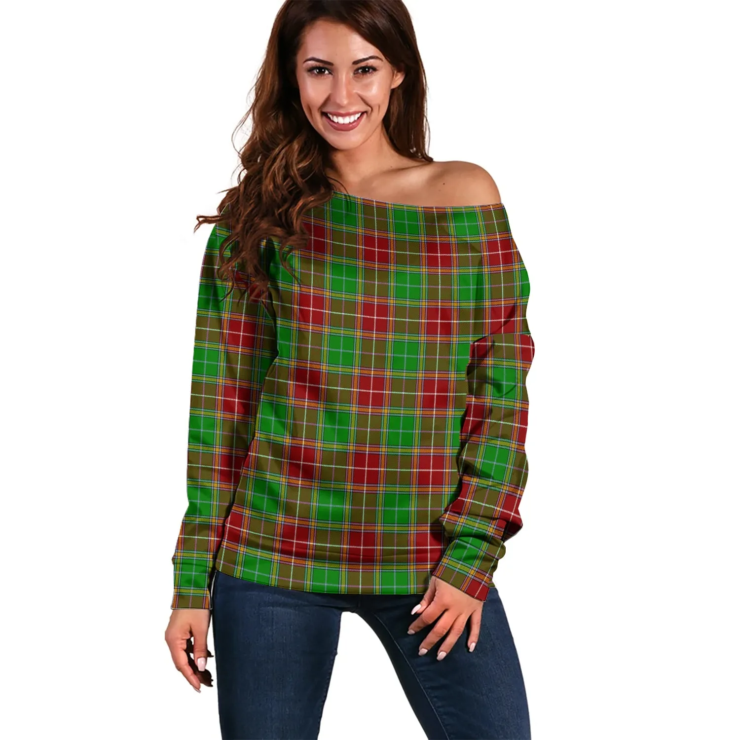 Baxter Modern Tartan Off Shoulder Women Sweater