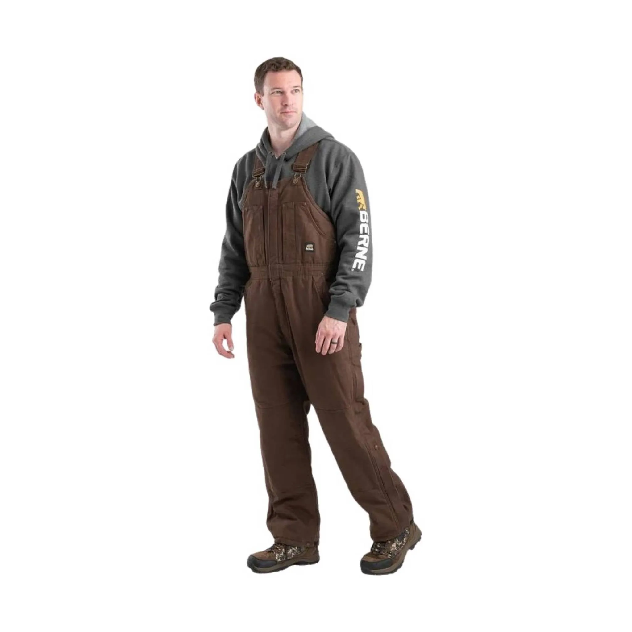 Berne Men's Heartland Insulated Washed Duck Bib Overall - Bark