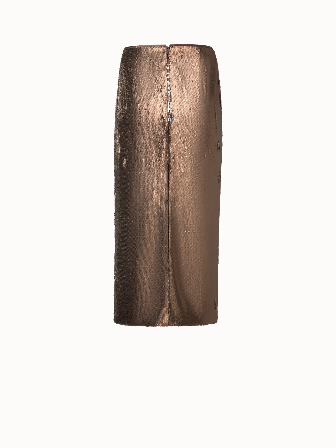 Bi-Color Sequin Jersey Pencil Skirt with Side Slit