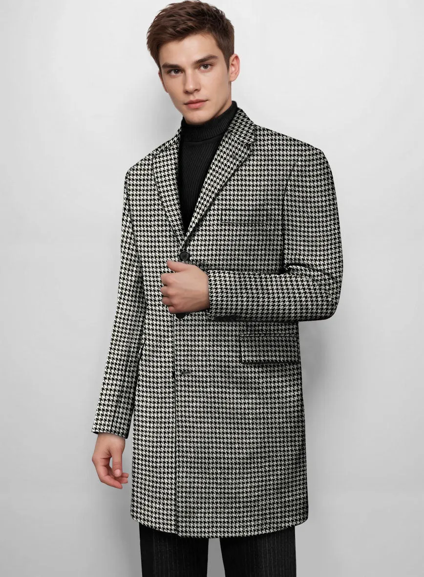 Big Houndstooth BW Tweed Overcoat