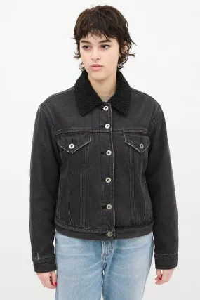 Black Denim Sherpa Trucker Jacket