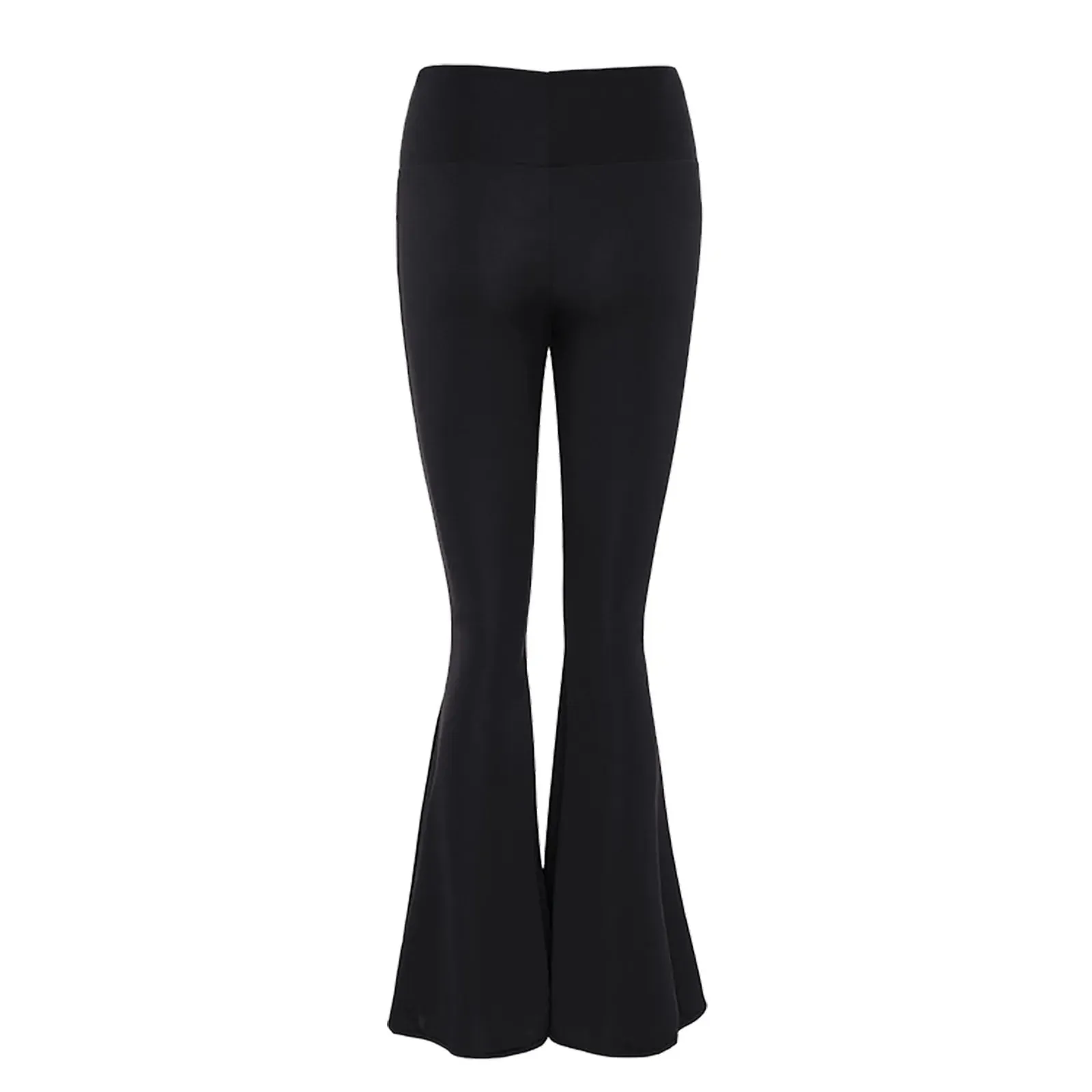 Black High Waist Wide Leg Palazzo Bell Bottom Yoga Flare Comfy Trousers Fashionable Pants