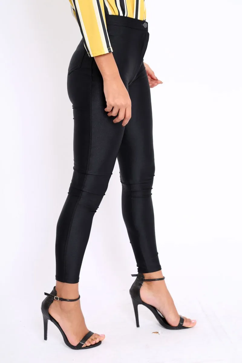 Black High Waisted Disco Pants - Michela