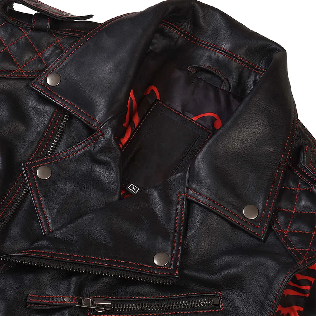 Black Motorcycle Quilted Leather Vest