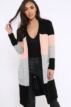 Black Rose and Grey Striped Cardigan - Nellie