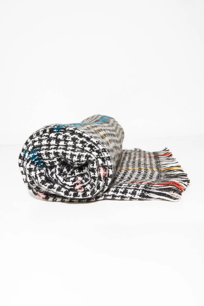 Black White Colour Block Houndstooth Scarf - Maryah