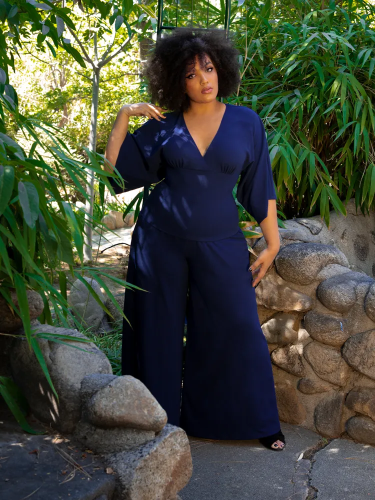 Black Widow Palazzo Pants in Navy