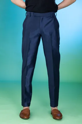 Blue Cotton Silk Pants