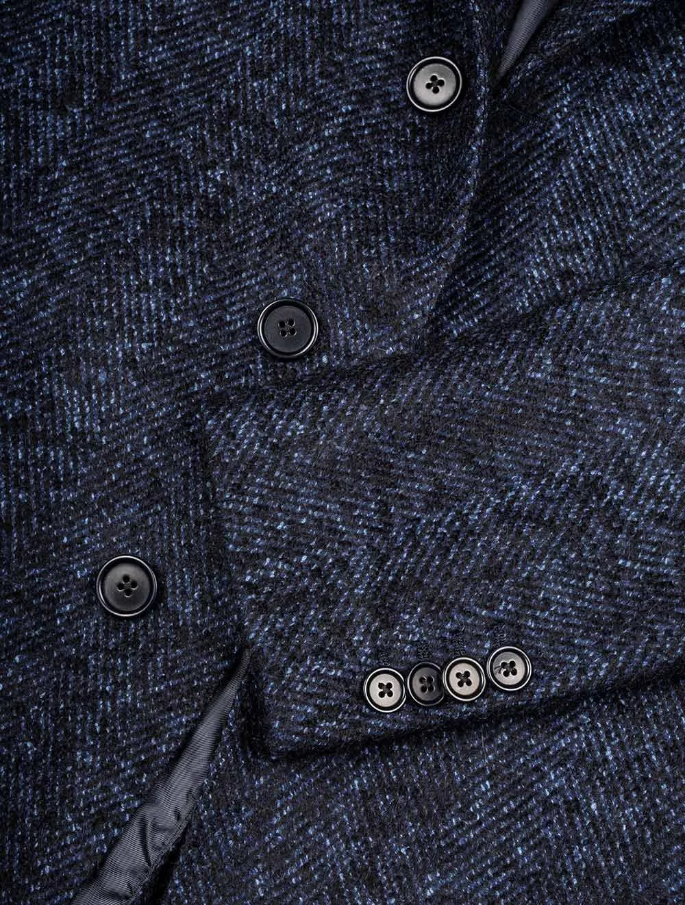 Blue Herringbone Overcoat Blue