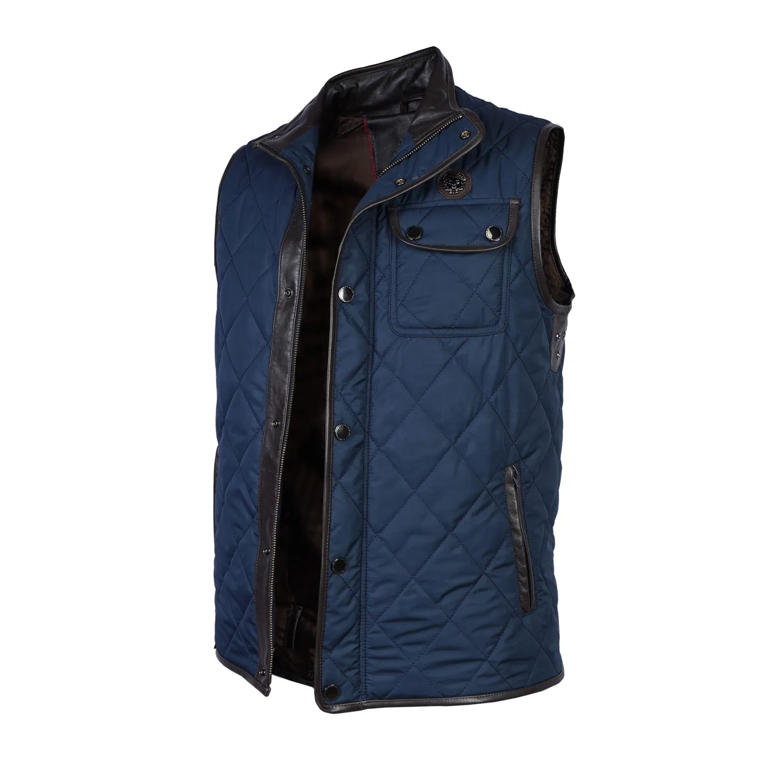 Blue Puffer Jacket With Chest Flap Pocket