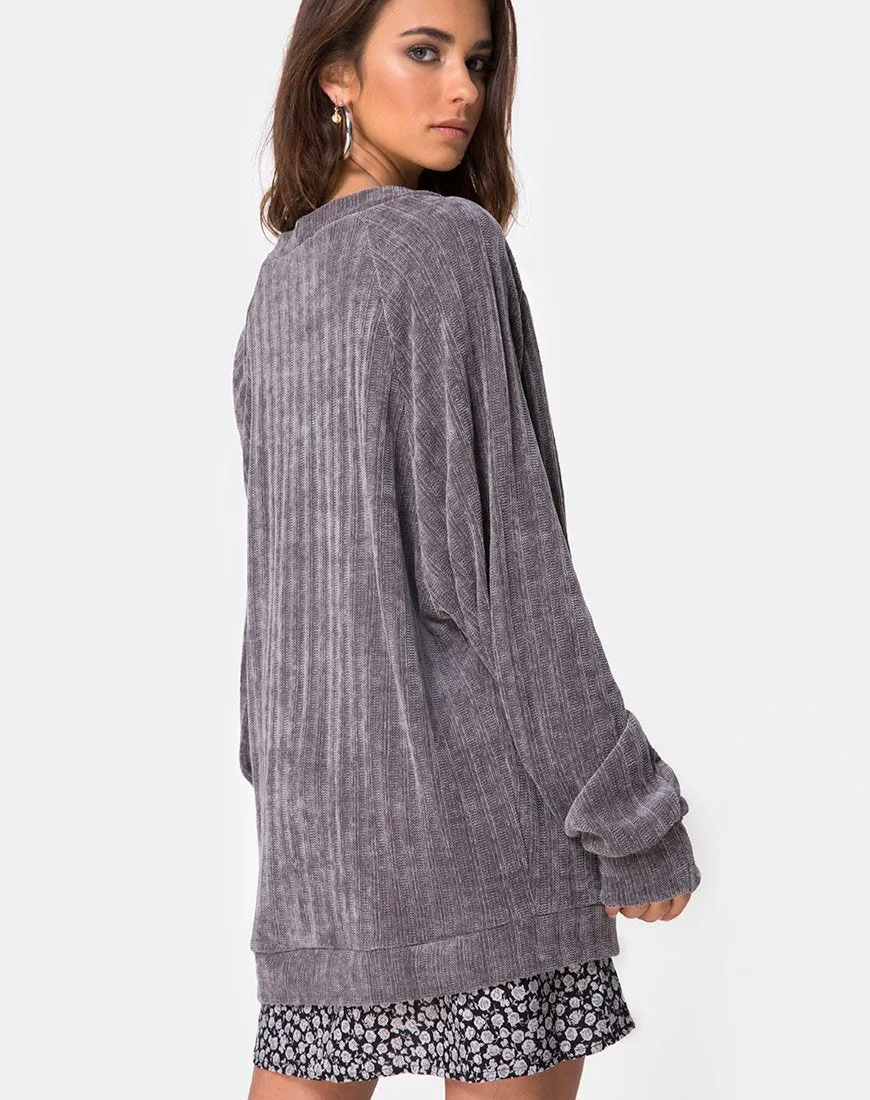 Boyfriend Cardigan in Chenille Grey