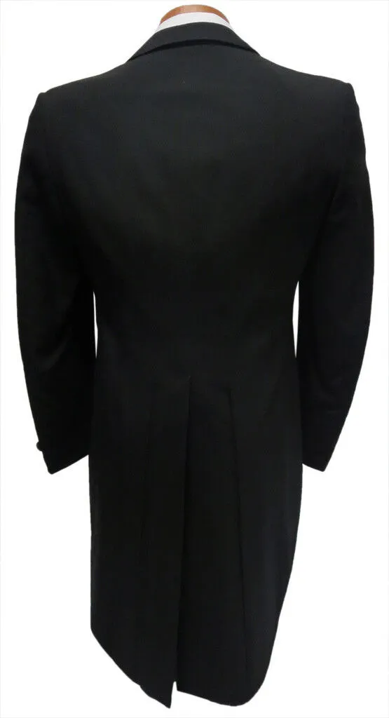 Boys Black Wool 6 Button Satin Peak Lapel Tailcoat