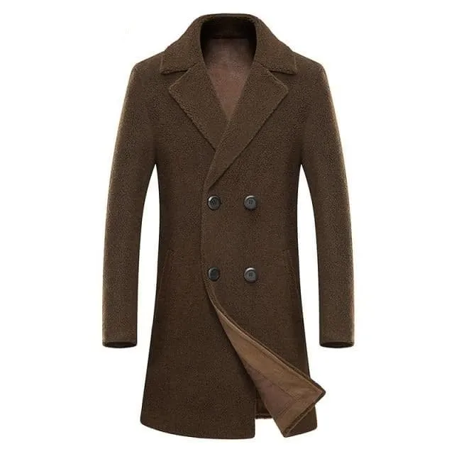 BRADFORD Design Collection Men's Fashion Khaki Brown Coat Jacket Premium Quality Long Wool Blend Trench Coat Jacket