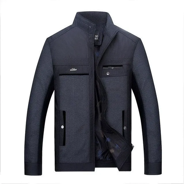 Brand Mens Jacket Spring Autumn Fashion Stand Collar