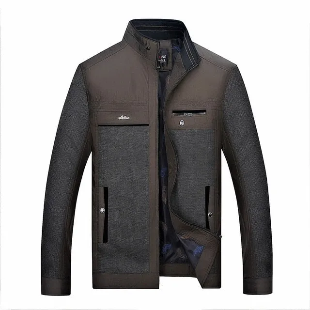 Brand Mens Jacket Spring Autumn Fashion Stand Collar