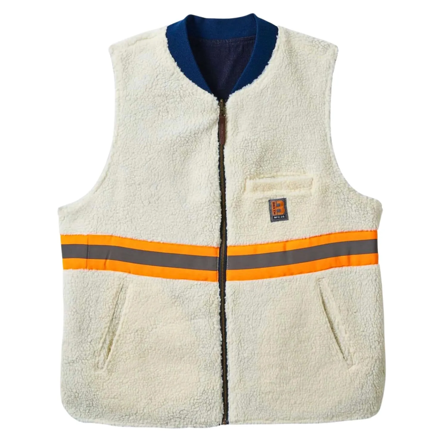 Brixton Builders Abraham Reversible Vest Gillet - Rinse Denim/Sherpa