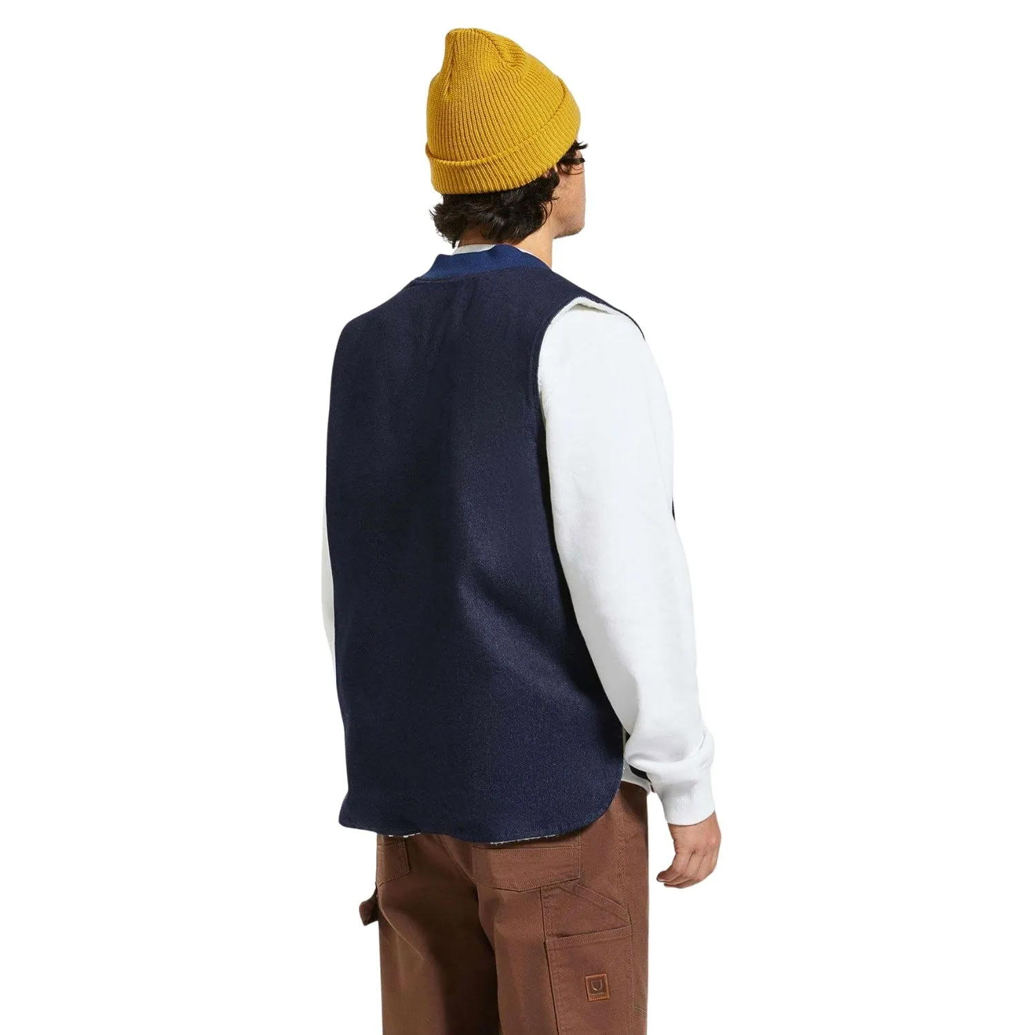 Brixton Builders Abraham Reversible Vest Gillet - Rinse Denim/Sherpa