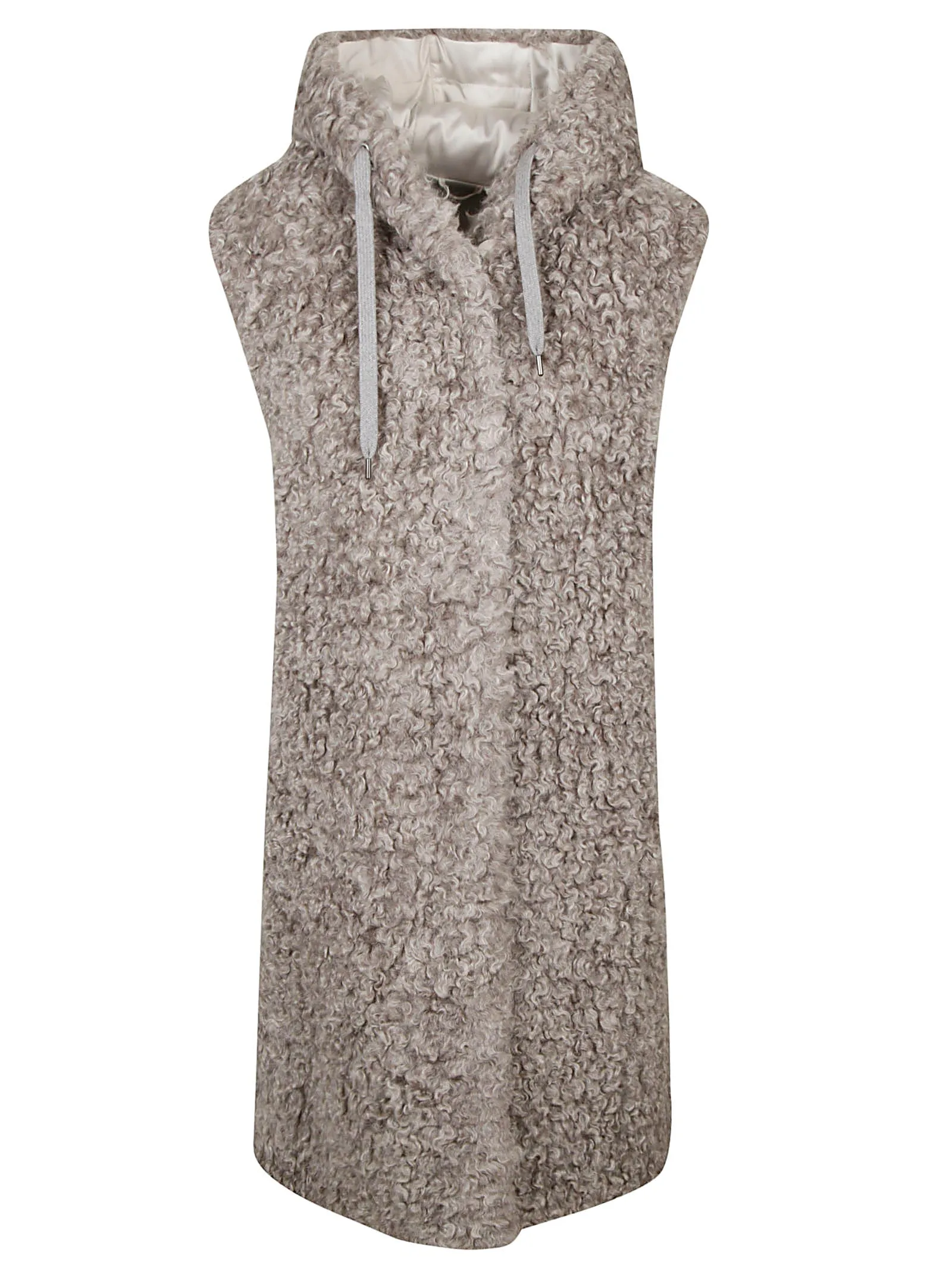 Brunello Cucinelli Teddy Sleeveless Hooded Coat