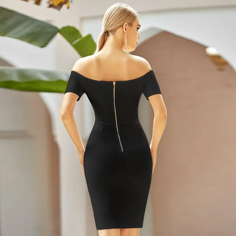 Buttoned Up Bodycon Bandage Dress