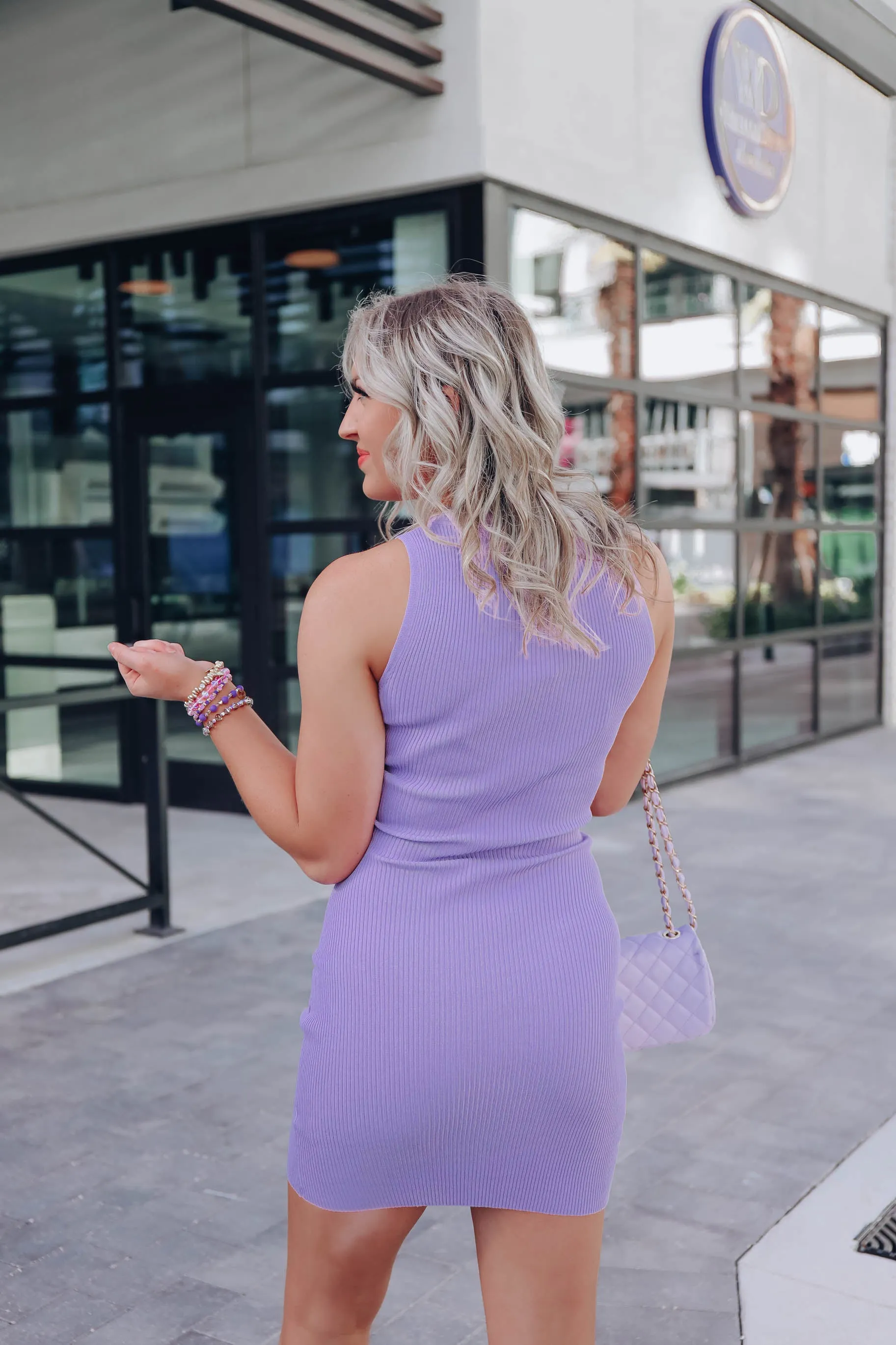 Calia Ribbed Sleeveless Dress - Lavender