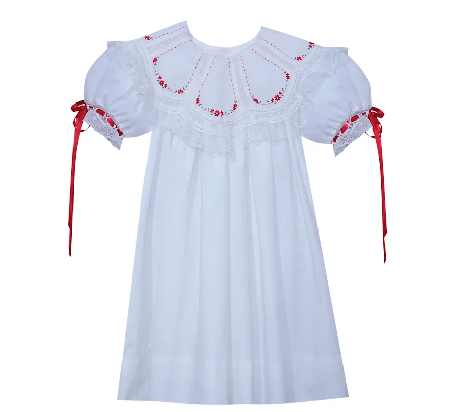 Chandler Dress- Red Embroidery Rose Buds