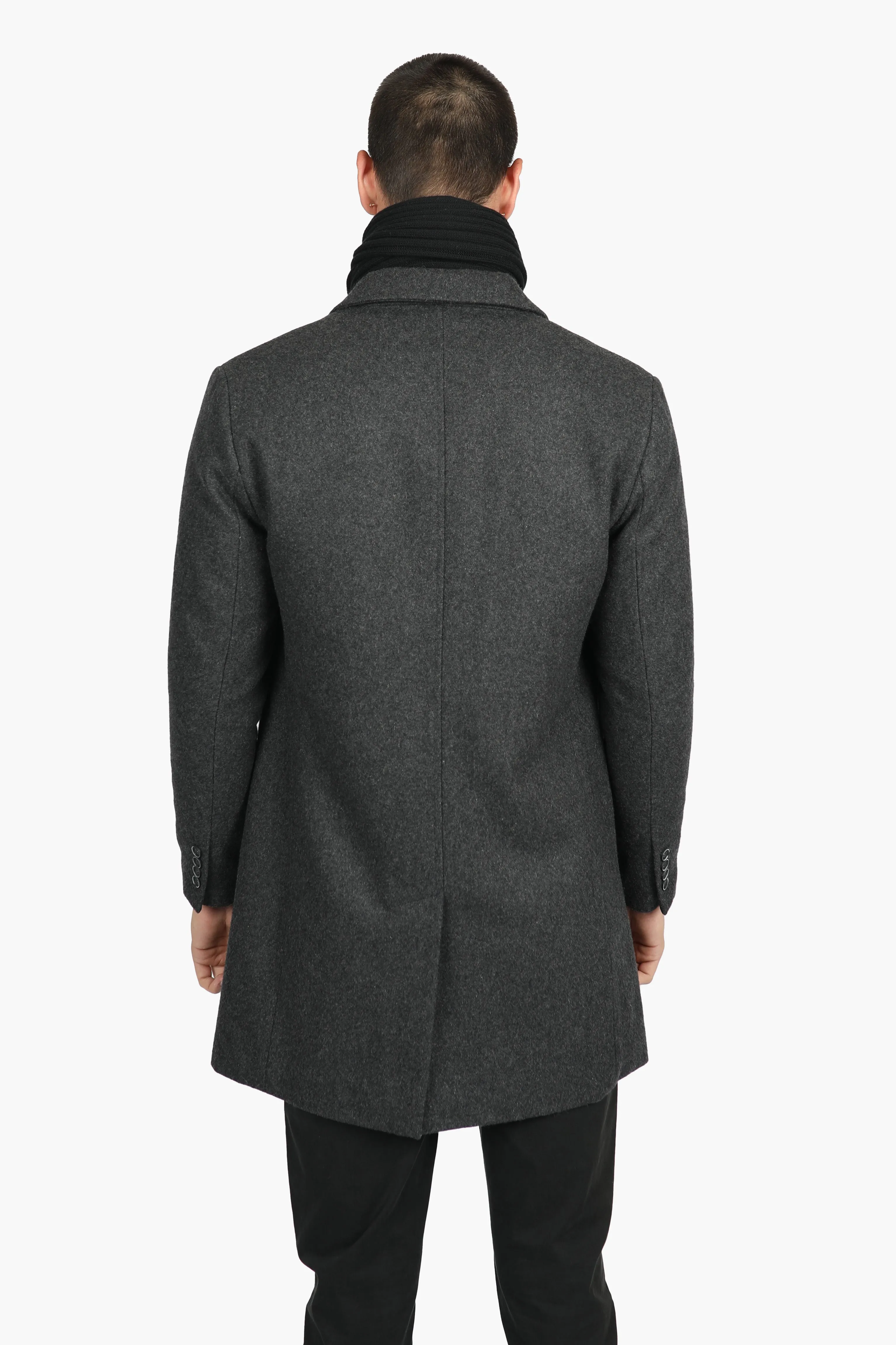 Charcoal Marle Wool Blend Padded Coat