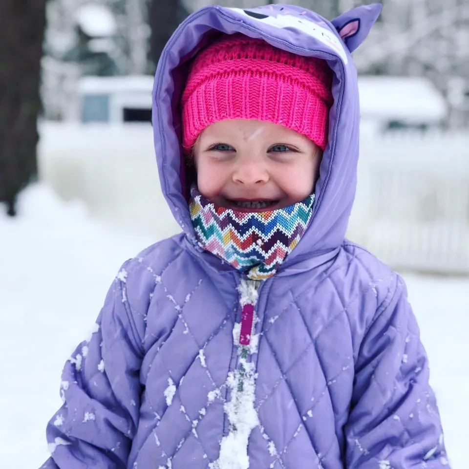 Child's Handmade Neck Warmer Triangles Aqua/Teal/Pink