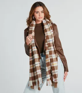 Cold Weather Cutie Long Plaid Scarf