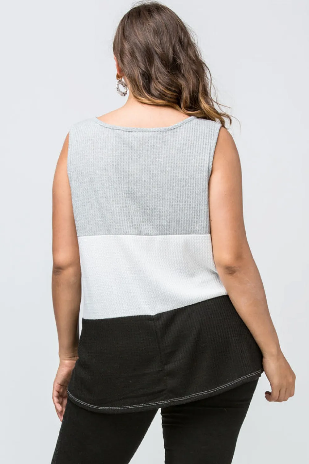 Color Block Waffle Knit Tank Top